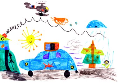 Child's drawing on paper clipart