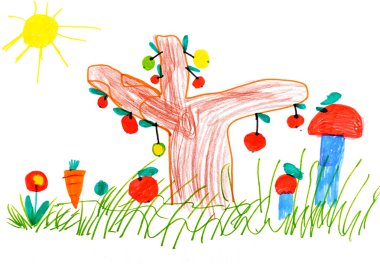 Child's drawing on paper clipart