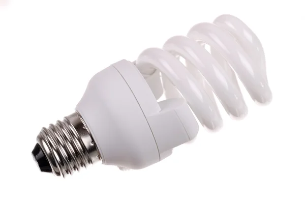Energiesparlampe auf weiß — Stockfoto