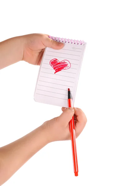 Καρδιά ζωγραφισμένα στο σημειωματάριο. — Φωτογραφία Αρχείου