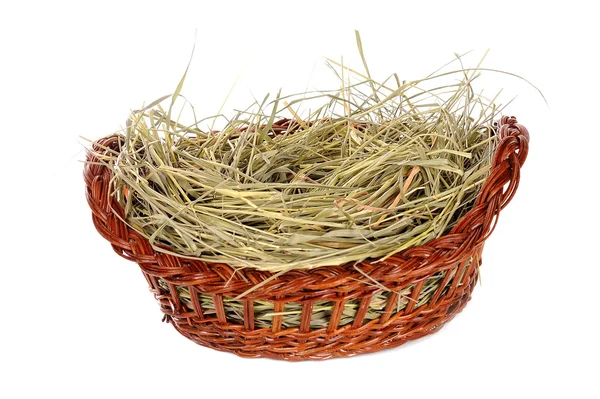 Basket with hay isolated — Stock Photo, Image