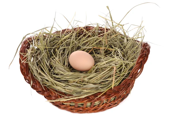 Egg in a basket isolated — Stock Photo, Image