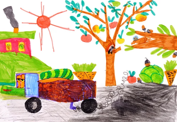 Desenho infantil sobre papel — Fotografia de Stock