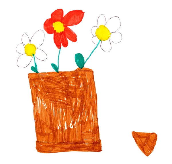 儿童画。鲜花 — 图库照片