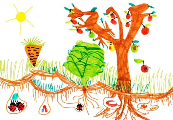Child's drawing on paper — Stock Photo, Image