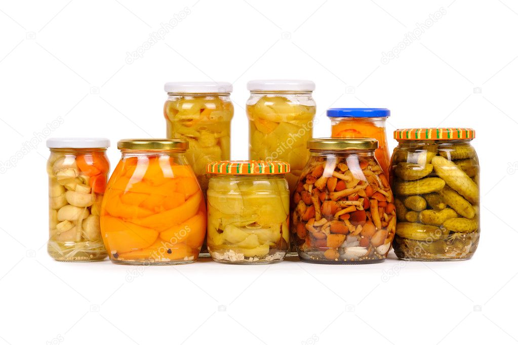 Set of canned vegetables.