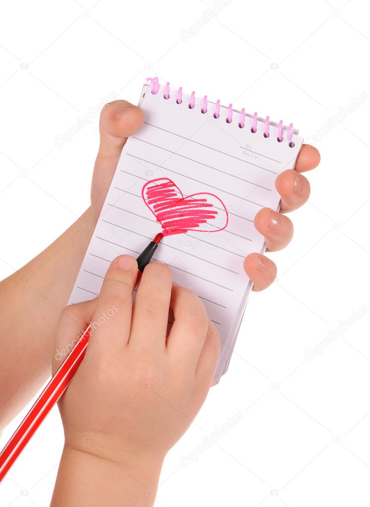 Heart painted in the notebook
