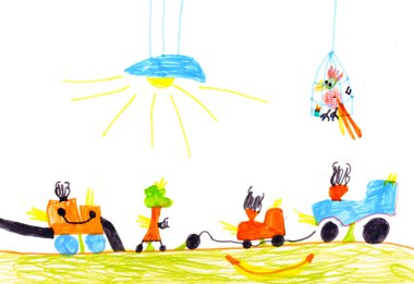 Children's drawing. cars clipart