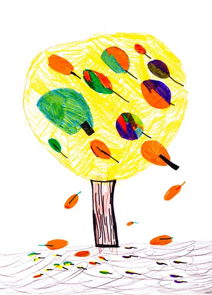 Δέντρο. σχέδιο του παιδιού — Φωτογραφία Αρχείου