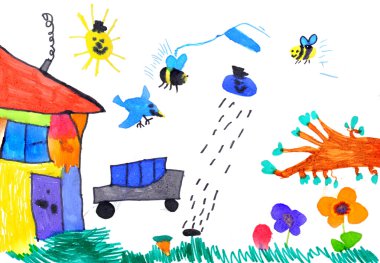 Child's drawing on paper clipart