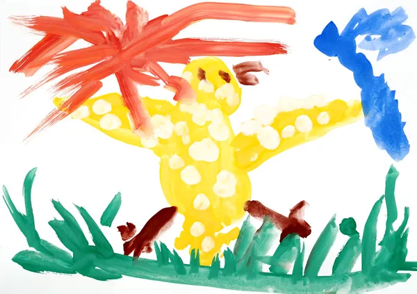Çocuklar'ın çizim su renk boyalar — Stok fotoğraf