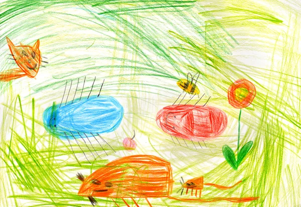 Dibujo del niño sobre papel —  Fotos de Stock