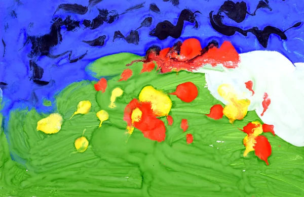 Kinderen tekening water kleur verf — Stockfoto