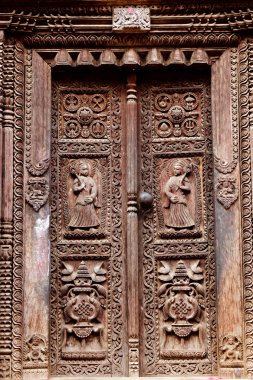 Temple wooden carved door clipart