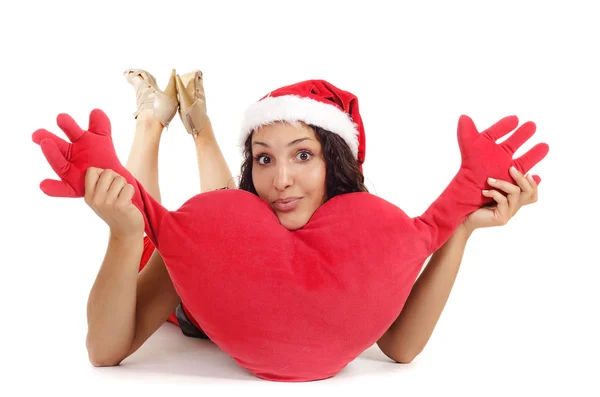 Single santa vrouw hart — Stockfoto