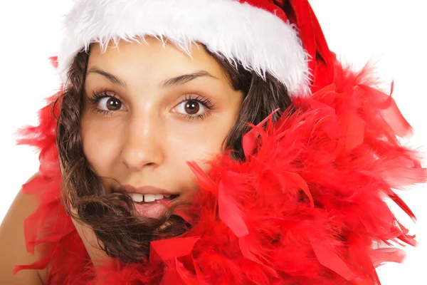 Weihnachtsmann Frau schließen Porträt — Stockfoto