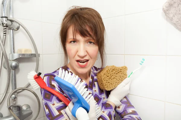 Kobieta seryjny cleaner — Zdjęcie stockowe