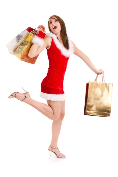 Žena vánoční nákupy — Stock fotografie