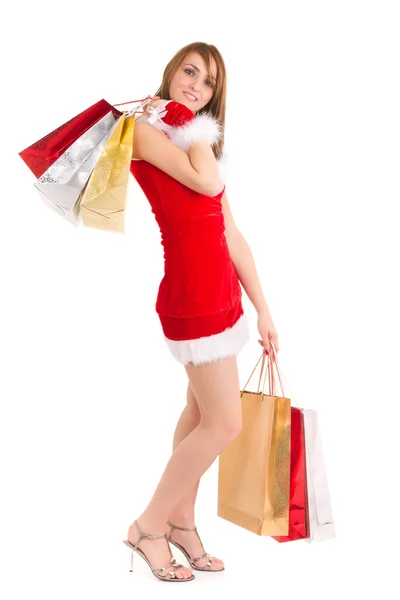 Nő karácsonyi bevásárlás — Stock Fotó