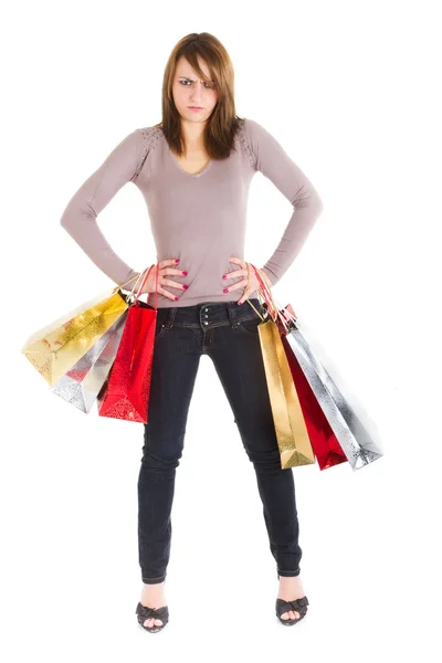 Arg shopping kvinna — Stockfoto