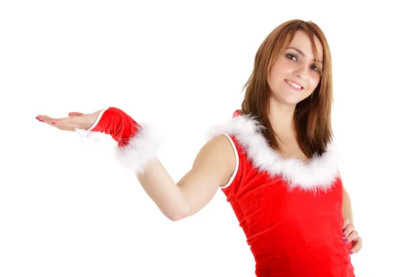 Christmas woman presentation — Stock Photo, Image