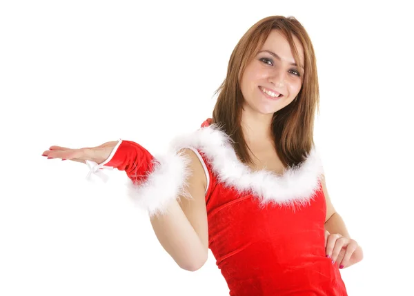 Christmas woman presentation — Stock Photo, Image