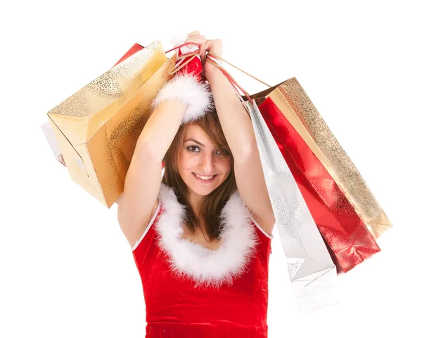 Kerstmis vrouw winkelen — Stockfoto