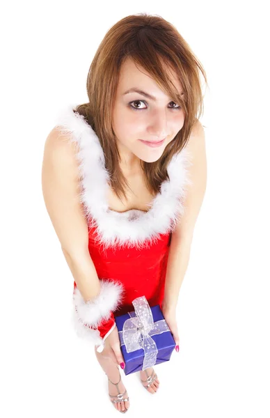 Vánoční žena dárek — Stock fotografie