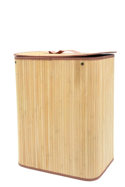 Matta trä behållare med lock isolerat på vit — Stockfoto