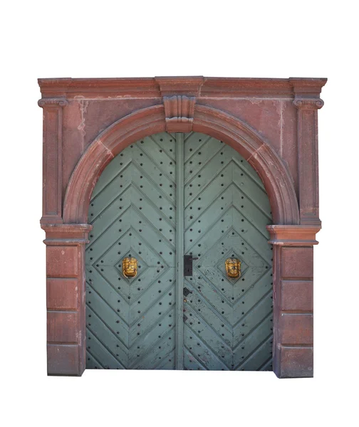 Eski büyük ahşap kapı - kapı portalı, beyaz arka plan — Stok fotoğraf
