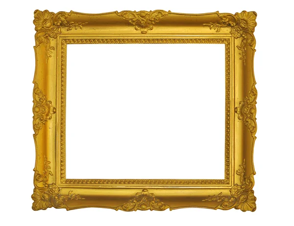 stock image Old antique gold frame - white background