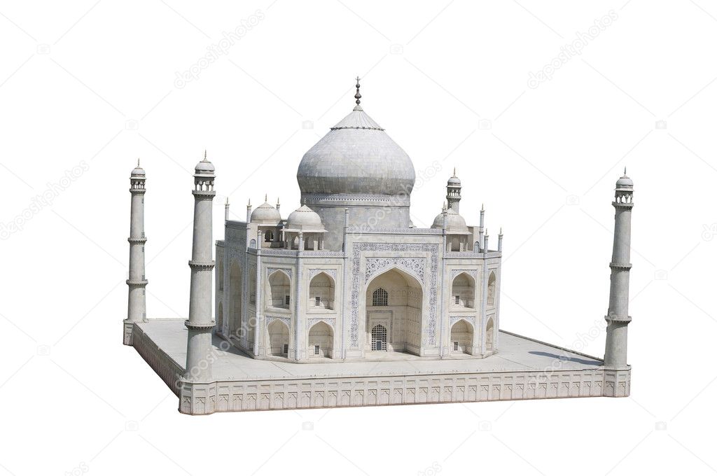 Taj Mahal palace in India - white background