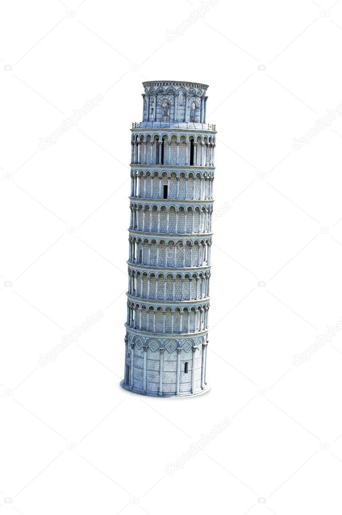 Leaning tower of pisa - white background