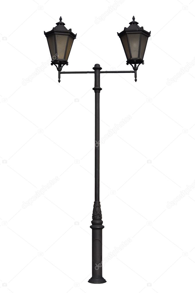 Old lamppost - isolated on white background