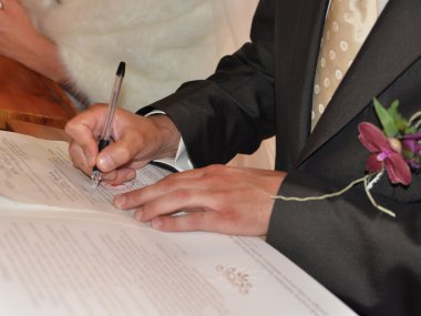 Bridal Registry Signing - Solemn registration of marriage clipart