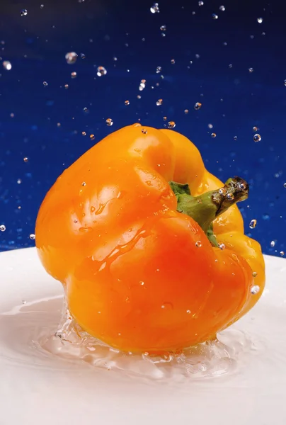 Yellow pepper splash — Stock Photo, Image