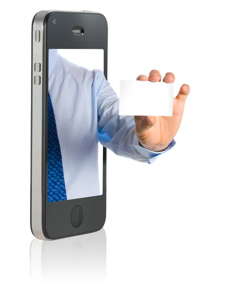 Mão mostrando um cartão de visita em branco — Fotografia de Stock