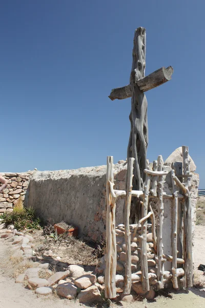 Eski köy ahşap cross mezarlığı — Stok fotoğraf