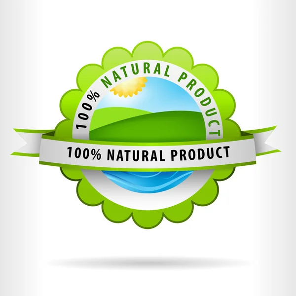 Zöld tiszta levegő-föld és a víz a 100 százalékos természetes termék — Stock Vector