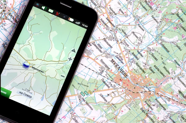 Smartphone with GPS and a map
