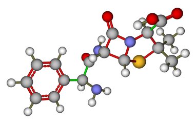 Ampicillin molecular model clipart