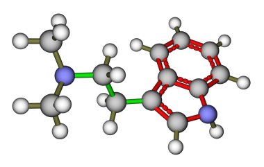 Psychedelic dimethyltryptamine molecule clipart