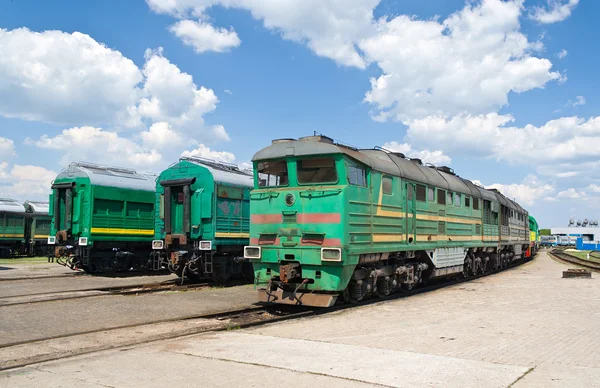 Locomotivas no depósito — Fotografia de Stock