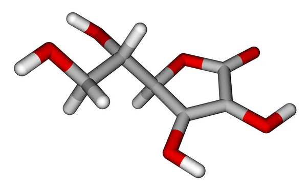 Молекулярная модель аскорбиновой кислоты — стоковое фото