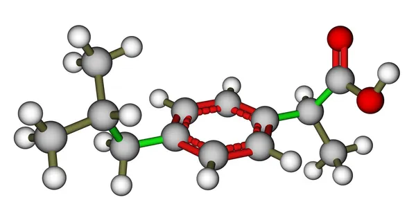 Estructura molecular del ibuprofeno —  Fotos de Stock