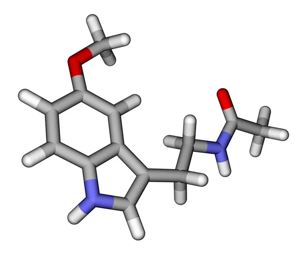 Melatonin sopa moleküler model — Stok fotoğraf