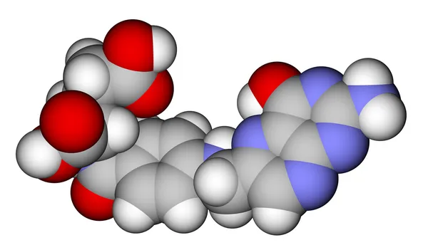 Modelo molecular de enchimento do espaço do ácido fólico — Fotografia de Stock