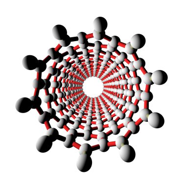 Carbon nanotube 3D view clipart