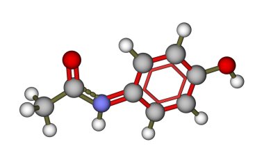 Molecule of paracetamol (acetaminophen) clipart