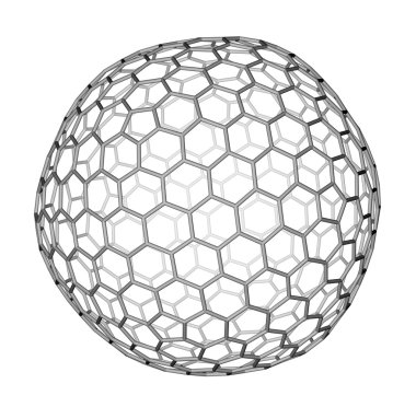 Nanocluster fullerene C540 molecular model clipart